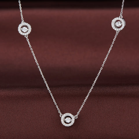 Sterling Silver & diamond circle necklace