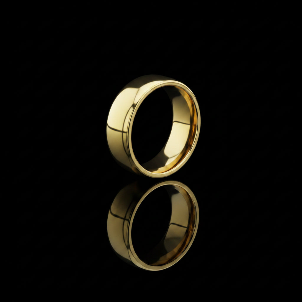 yellow gold tungsten ring