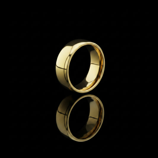 yellow gold tungsten ring