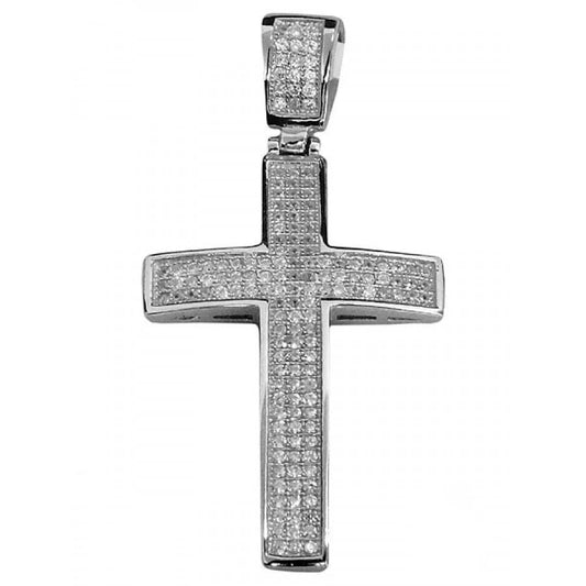 Silver Moissanite Diamond Cross Pendant
