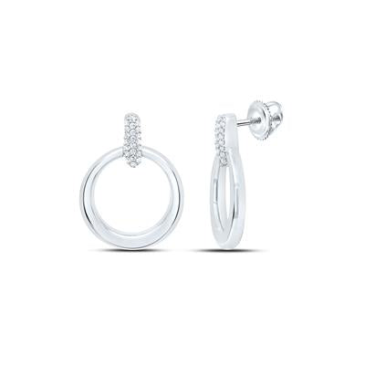 Pair of silver hoop earrings on a white background