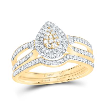 Bridal Set Pear Double Halo