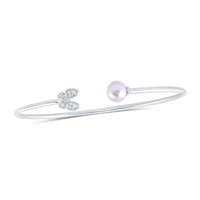 Pearl Butterfly Bangle Bracelet
