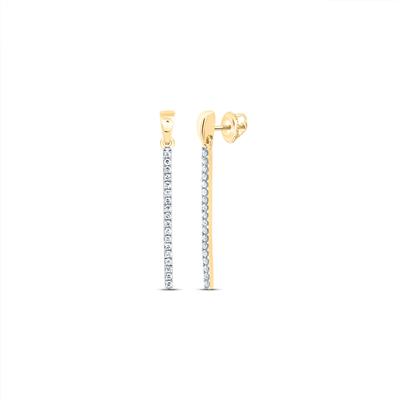 Round Diamond Vertical Drop Dangle Earrings 1/5 Cttw in yellow gold