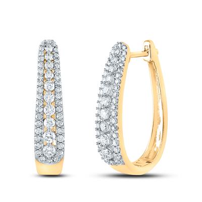 yellow gold natural diamond hoop earrings