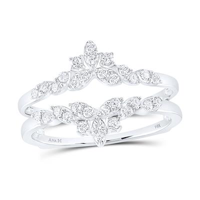 14k White Gold Round Diamond Wrap Ring Enhancer 1/3 CTW