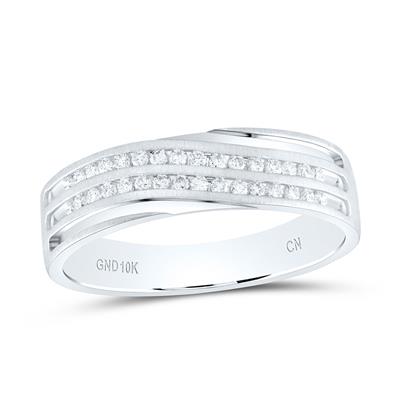 10k White Gold Round Diamond Wedding Band Ring 1/4 Cttw