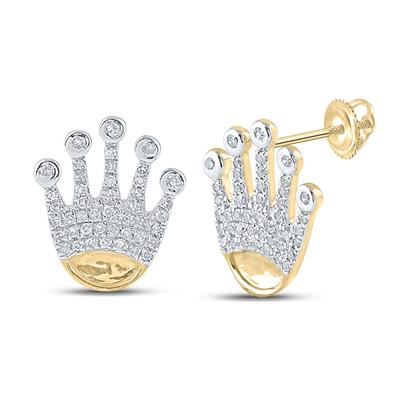 Diamond and gold crown mens studs