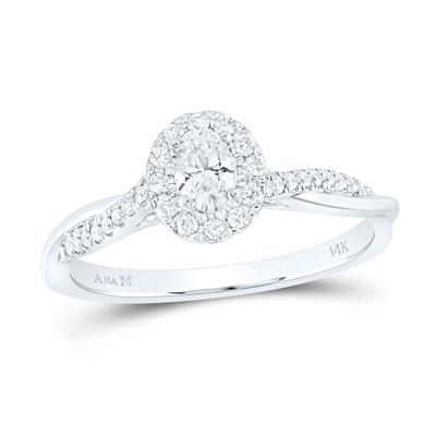 Oval Diamond Solitaire Bridal Engagement Ring 1/3 CTW Natural Diamonds