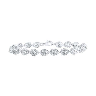 Natural Round Diamond in Pear Design Bracelet 1/10 CTW