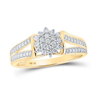 10k Yellow Gold Round Diamond Cluster Ring 1/5 CTW