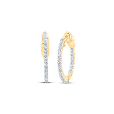 1/2 CTW Natural Round Diamond Inside Outside Hoop Earrings