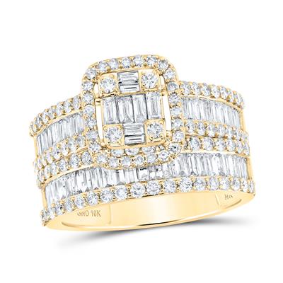 yellow gold natural baguette diamonds wedding ring set