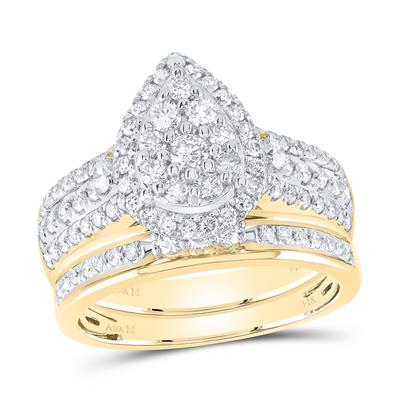 14k yellow gold and diamond bridal set