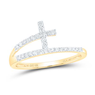 Natural Diamond Cross Ring 1/6CTW