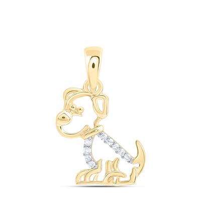 Gold Dog Pendant Natural Diamond Accent