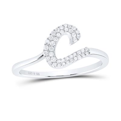 Diamond and silver initial "c" ring