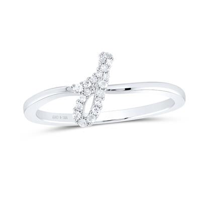 Diamond and silver initial "j" ring