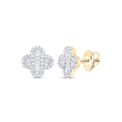 3/8CTW Natual Diamond Clover Earrings