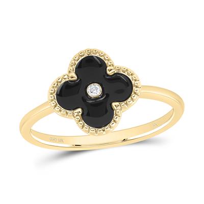 Clover Ring Natural diamond and gold