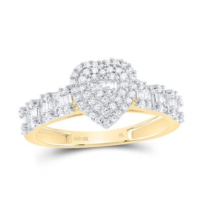 1/2 CTW Natural diamond heart ladies band in yellow gold