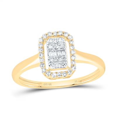 1/5CTW Natural Diamond Emerald Cut Design Ring yellow gold