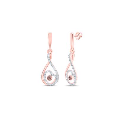 Diamond and Rose gold heart earrings