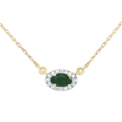 Natural Gemstone 5x3mm Oval Emerald Necklace