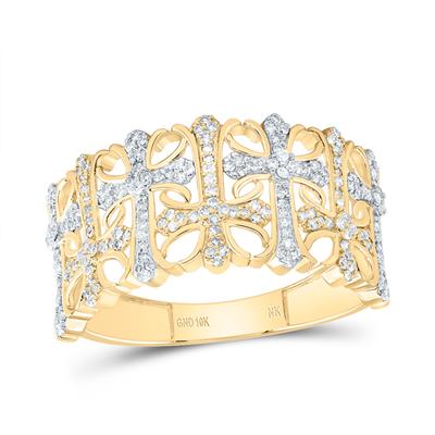 Natural Diamond Men's Cross Ring