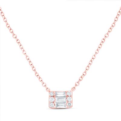 1/5 CTW Natural Baguette Diamond Necklace rose gold