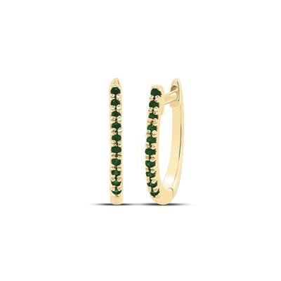 1/20 CTW Natural Emerald Hoop Earrings