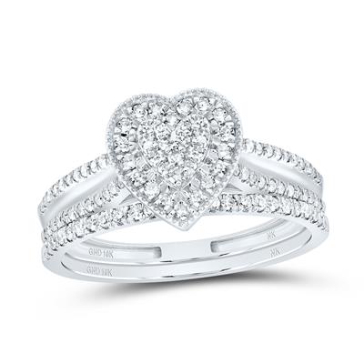 3/8CTW Natural Diamond Heart Halo Bridal Set