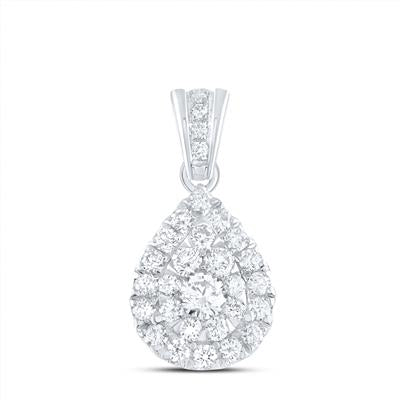 Diamond and white gold pear shape pendant