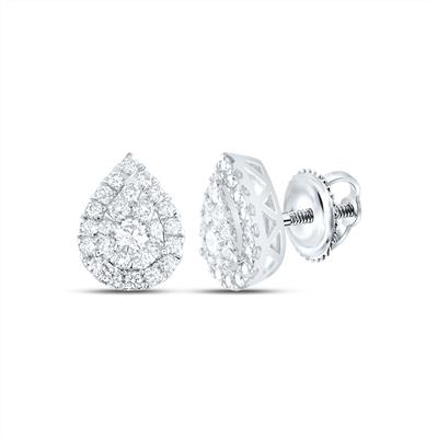 Natural diamond and 14k white gold pear shape earrings