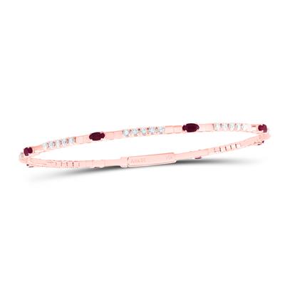 Natural diamond and ruby bangle bracelet in rose gold