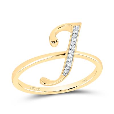 1/20 CTW Natural Diamond Initial "J" Ring