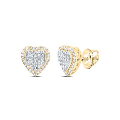 Natural diamond and gold heart earrings