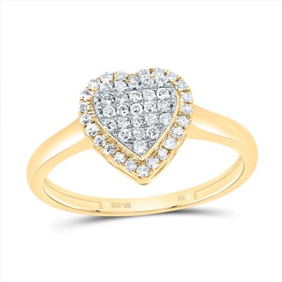Diamond and yellow gold heart ring