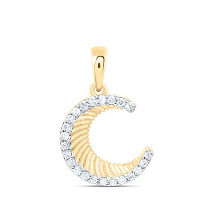natural diamond and gold moon pendant
