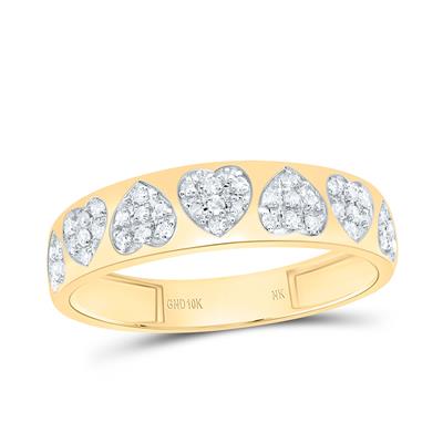 1/6 CTW Natural Diamond Hearts Band in yellow gold