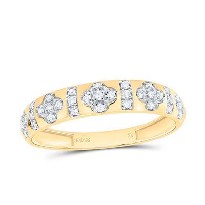 1/6 CTW Natural Diamond and gold Clover Band