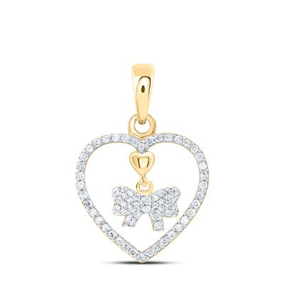 1/5 CTW Natural Diamond Bow in Heart Pendant