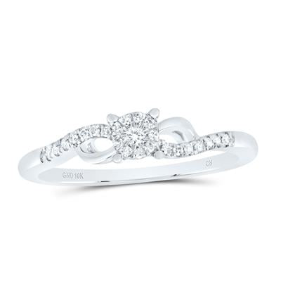 Round Diamond Cluster Promise ring white gold
