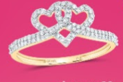 Pink picture of Natural diamond ring connected hearts