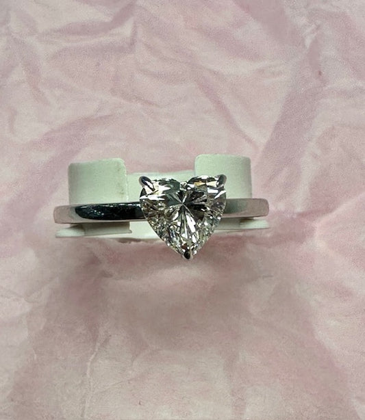 heart solitaire ring in white gold