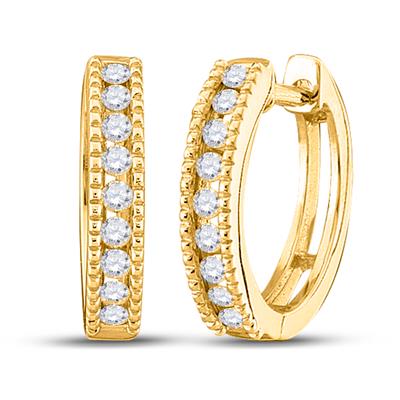 Round Diamond Hoop Earrings yellow gold