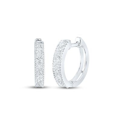 Round Diamond Hoop Earrings white gold