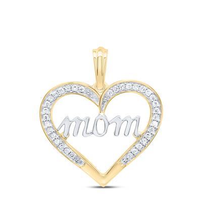 Mom gold and diamond heart pendant