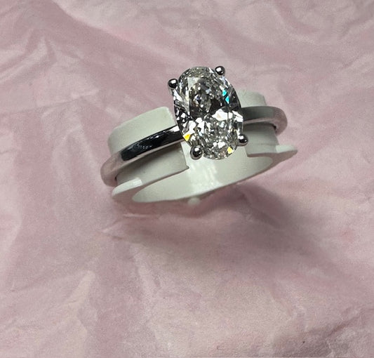 oval cut lab diamond solitaire ring