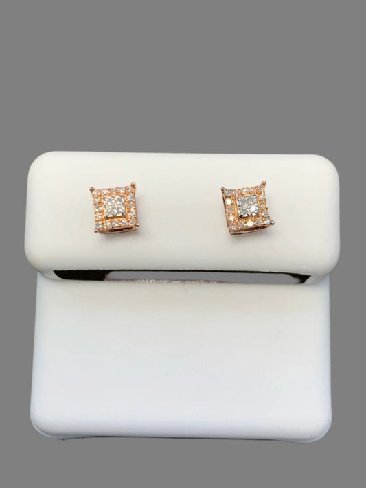 Natural diamond 10k rose gold studs
